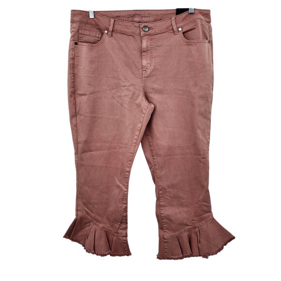 New NWT Lane Bryant‎ Mauve Pink Crop Denim Tulip Hem Pants Size 20 - Picture 1 of 8